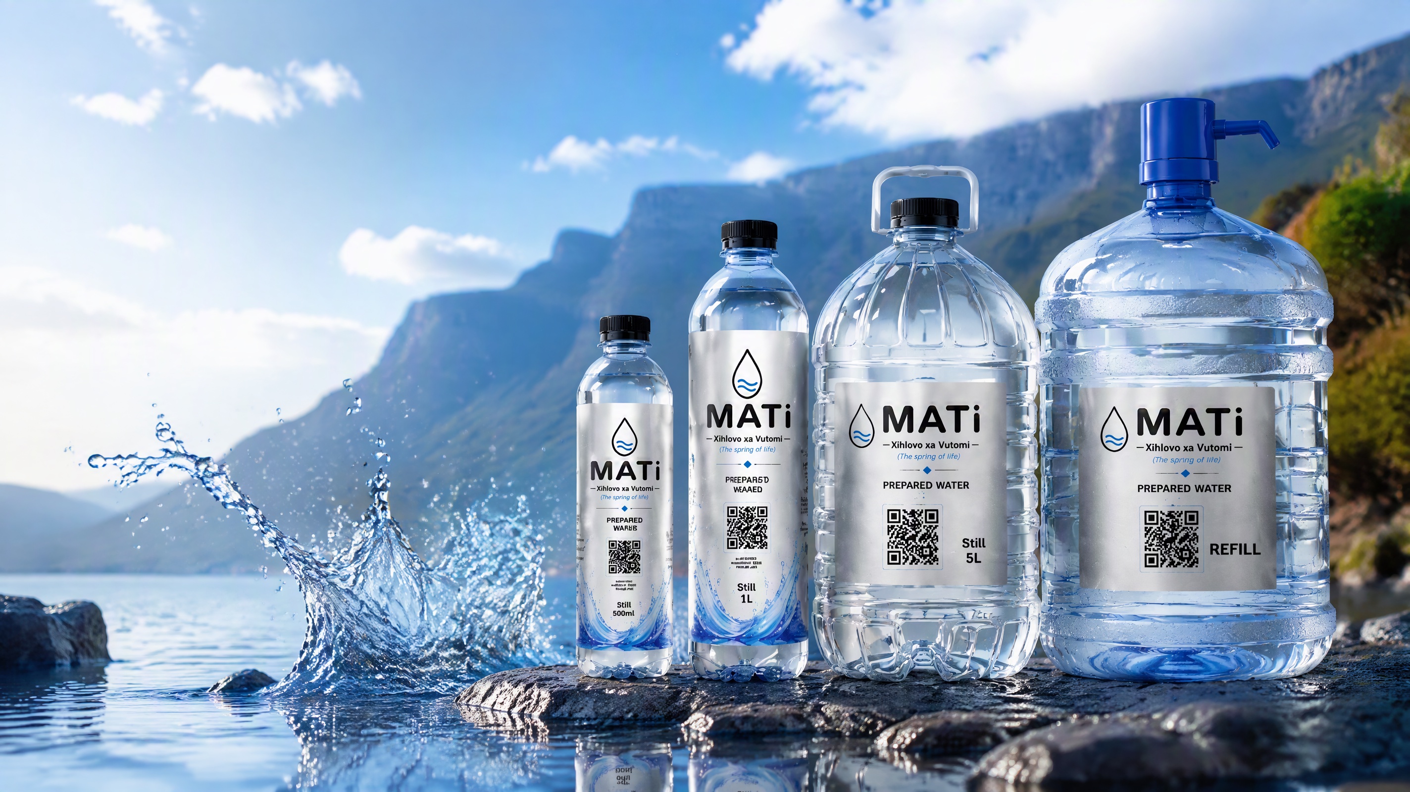 MATi Water bottle surrounded by fresh water and natural South African scenery