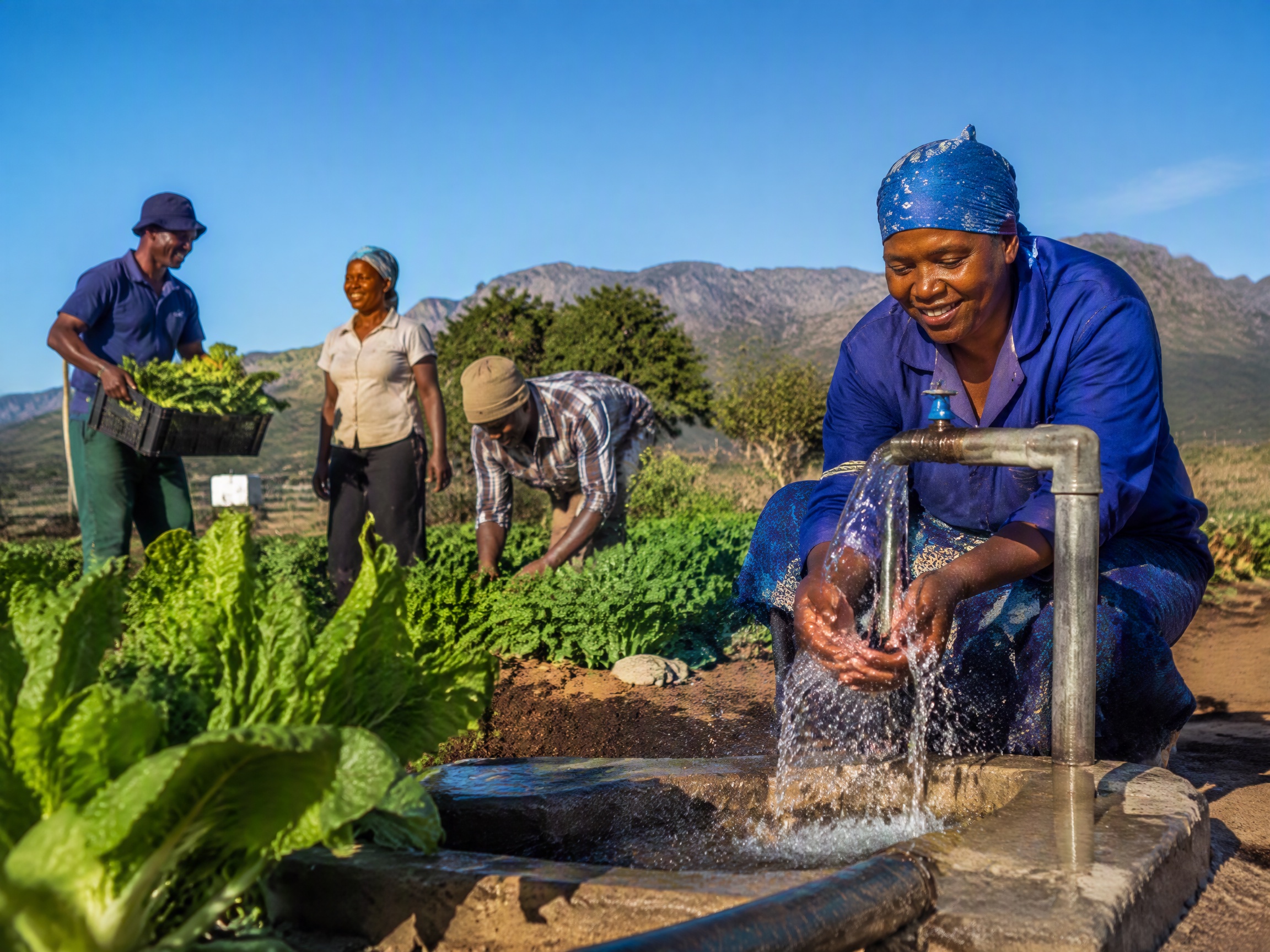 A South African community growing crops with access to water